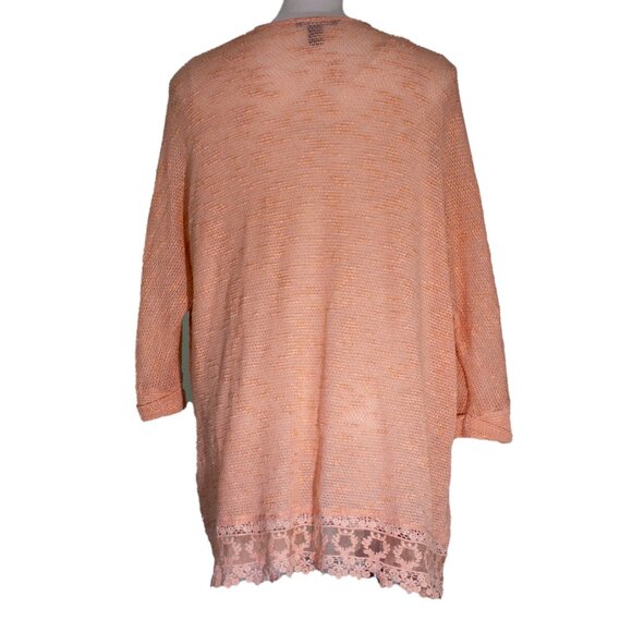Forever 21 Peach Lace Hem Cardigan Size Large - Picture 4 of 5